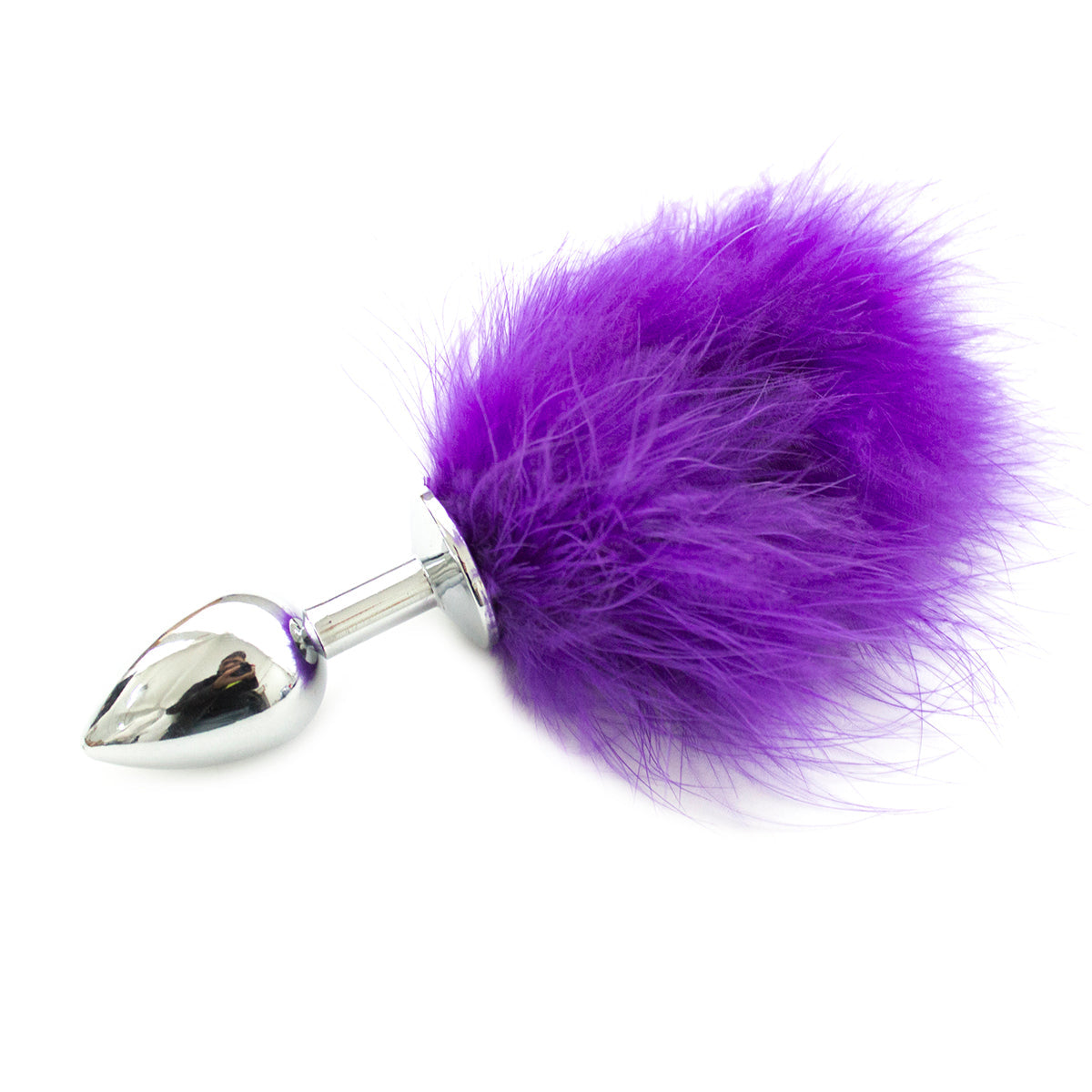 Cute furry small metal bunny tail butt plug