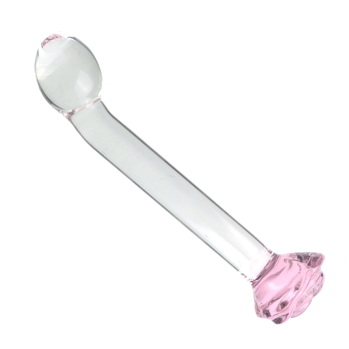 Pink rose clear smooth massager glass butt plug