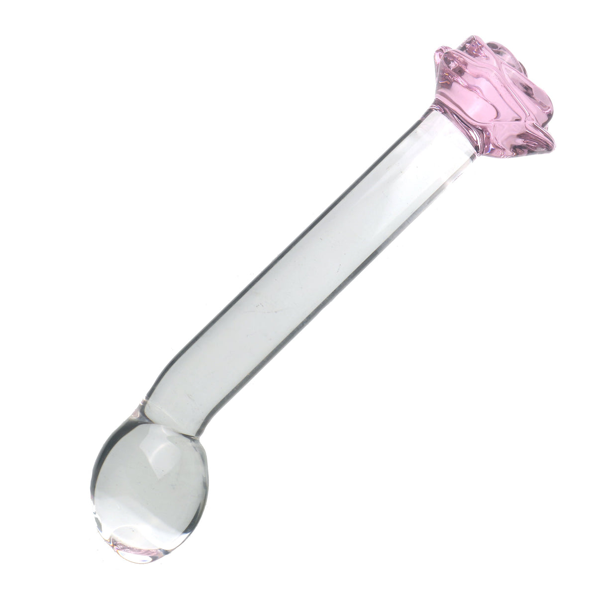 Pink rose clear smooth massager glass butt plug