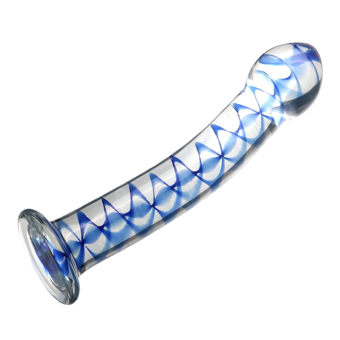 Curved Anal Toy With Pattern Inside Glass Butt Plug