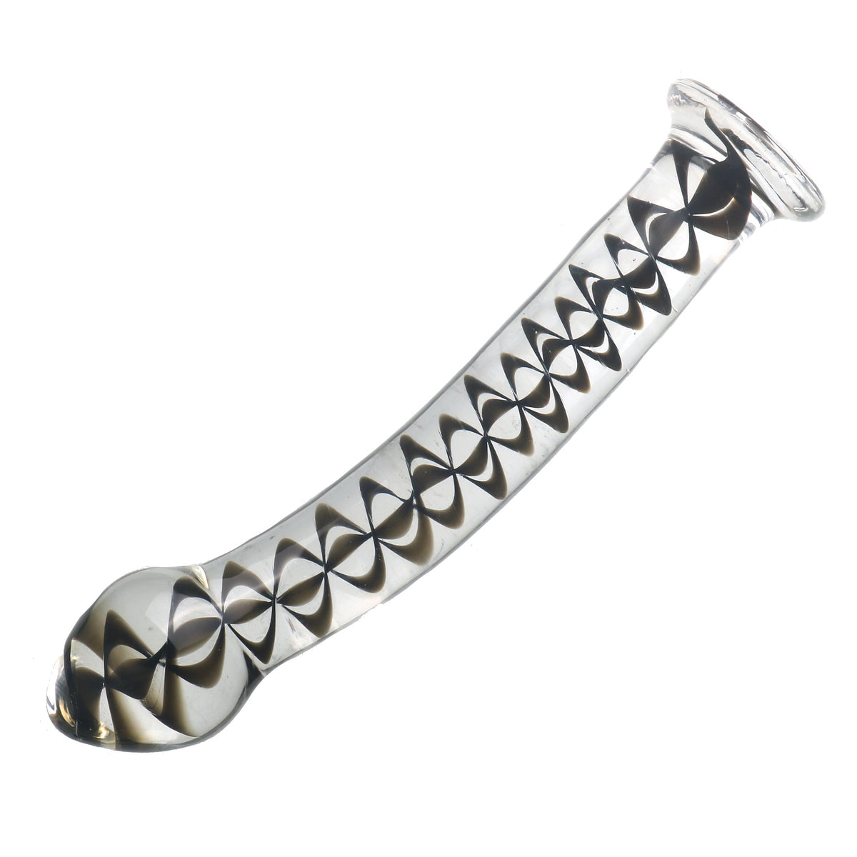 Curved anal toy with pattern inside glass butt plug