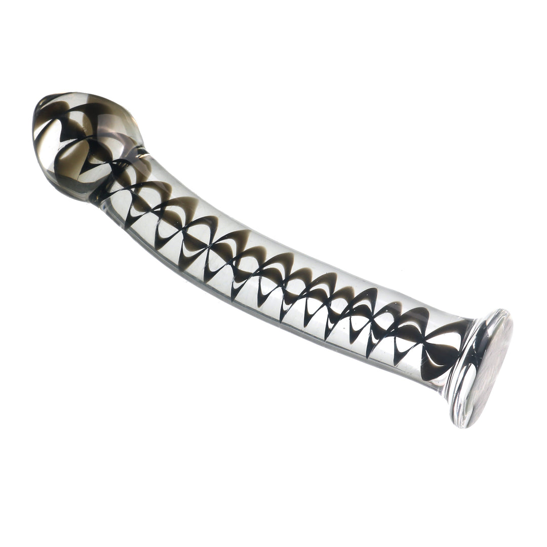 Curved Anal Toy With Pattern Inside Glass Butt Plug