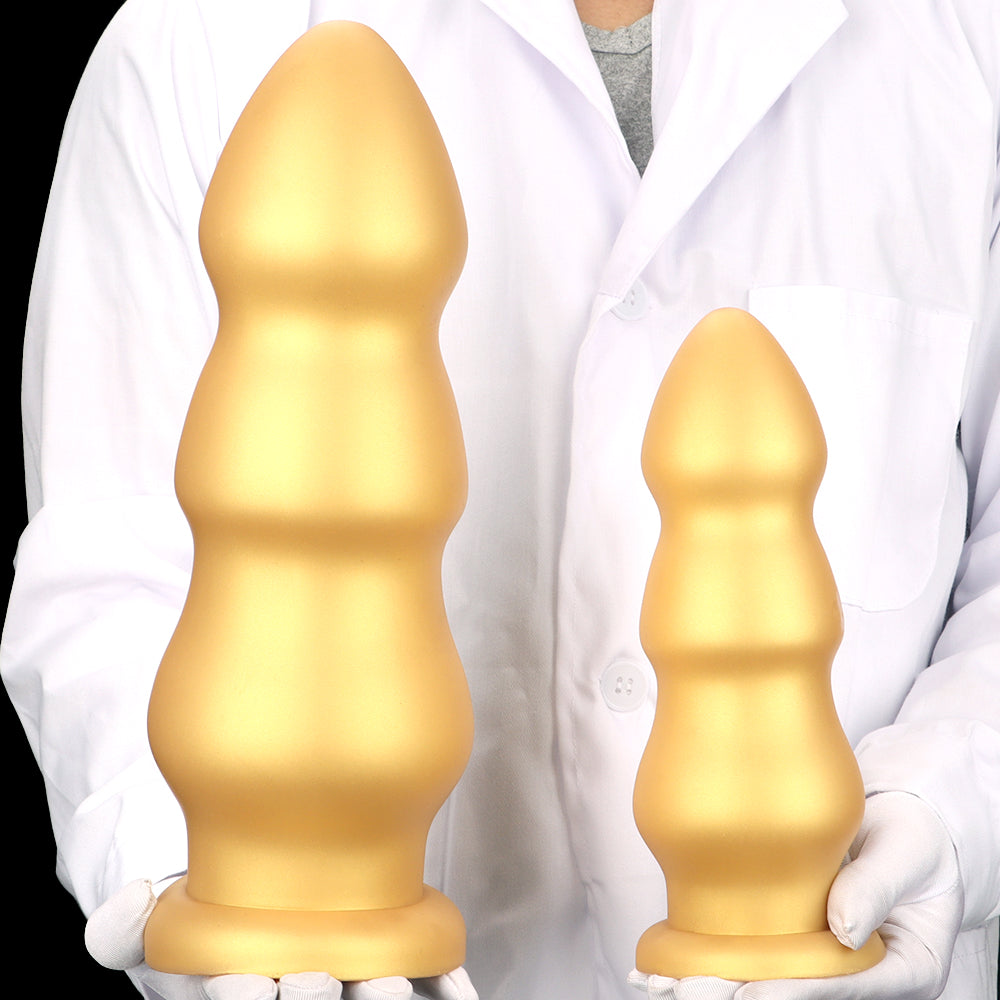 Thick silicone gold 3 inch diameter butt plug