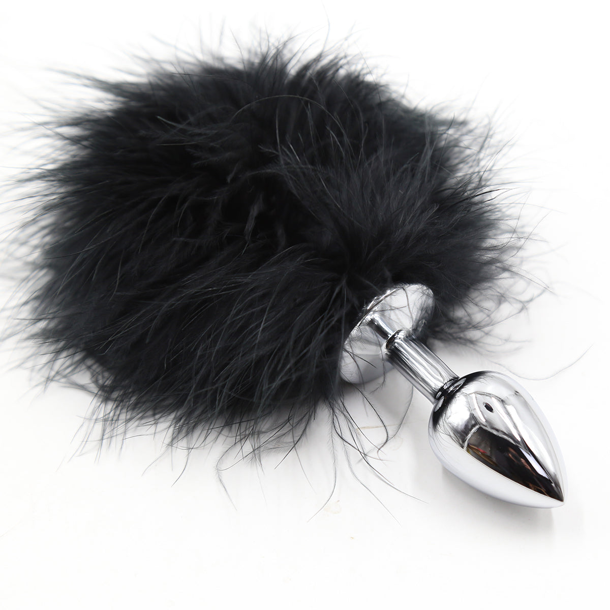 Cute furry small metal bunny tail butt plug