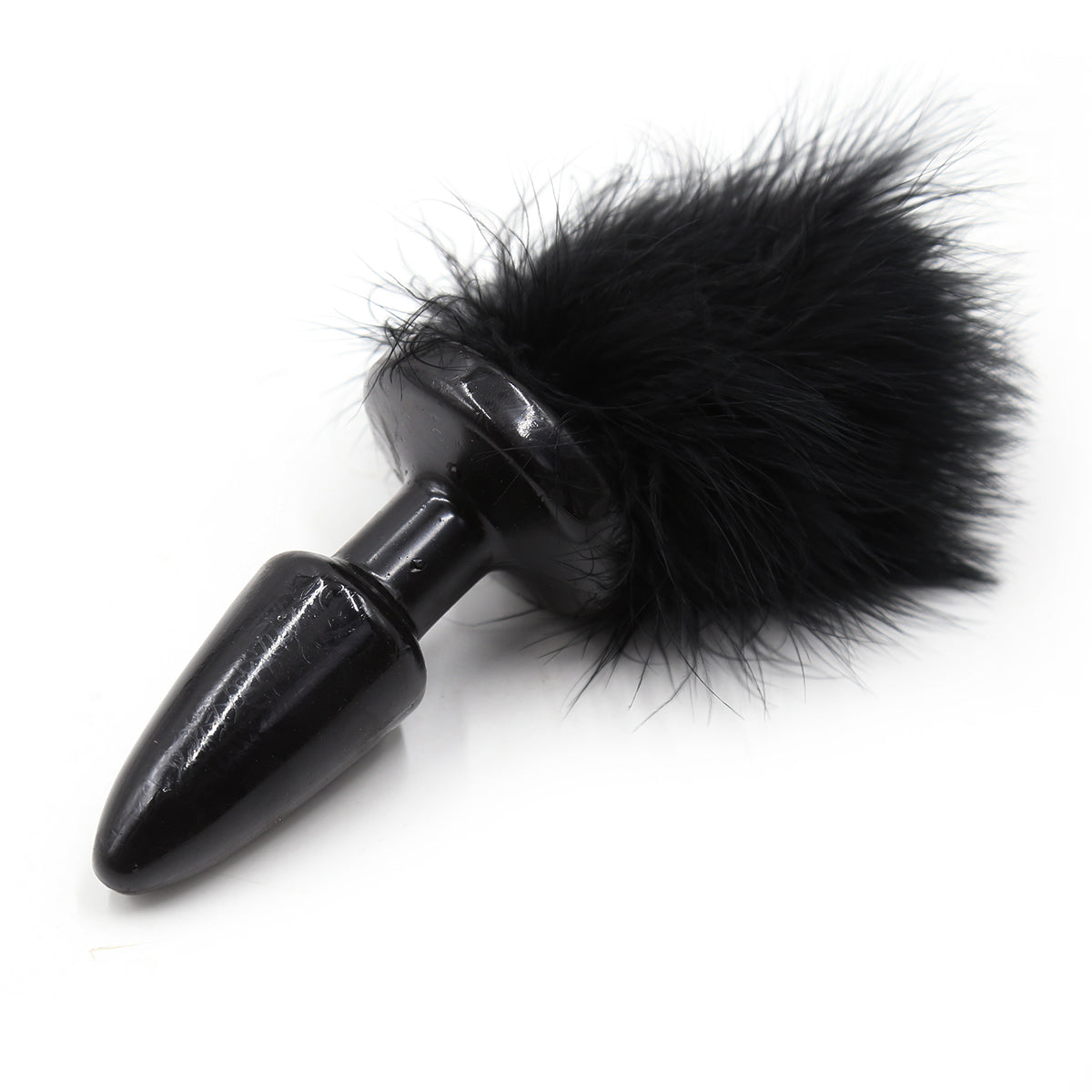 Black silicone sexy bunny tail butt plug