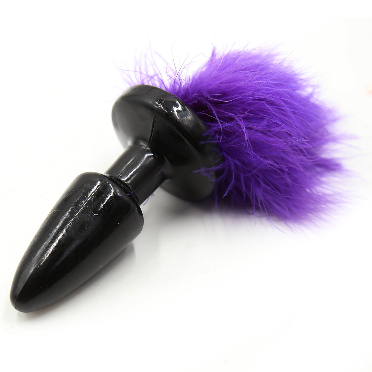 Black silicone sexy bunny tail butt plug