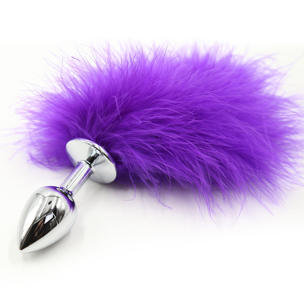 Cute furry small metal bunny tail butt plug