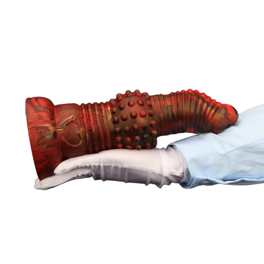 11 inch ridged curved spiked huge butt plug