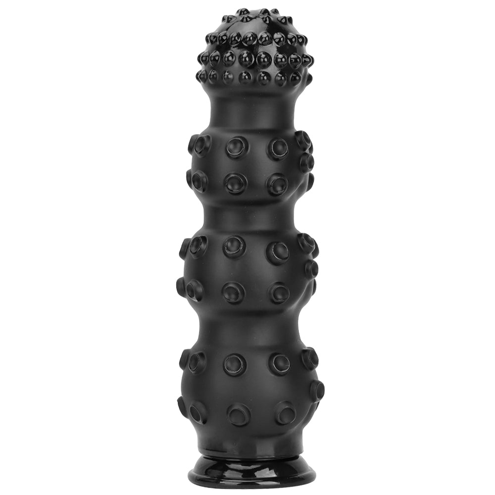 Black textured beaded butt plug set
