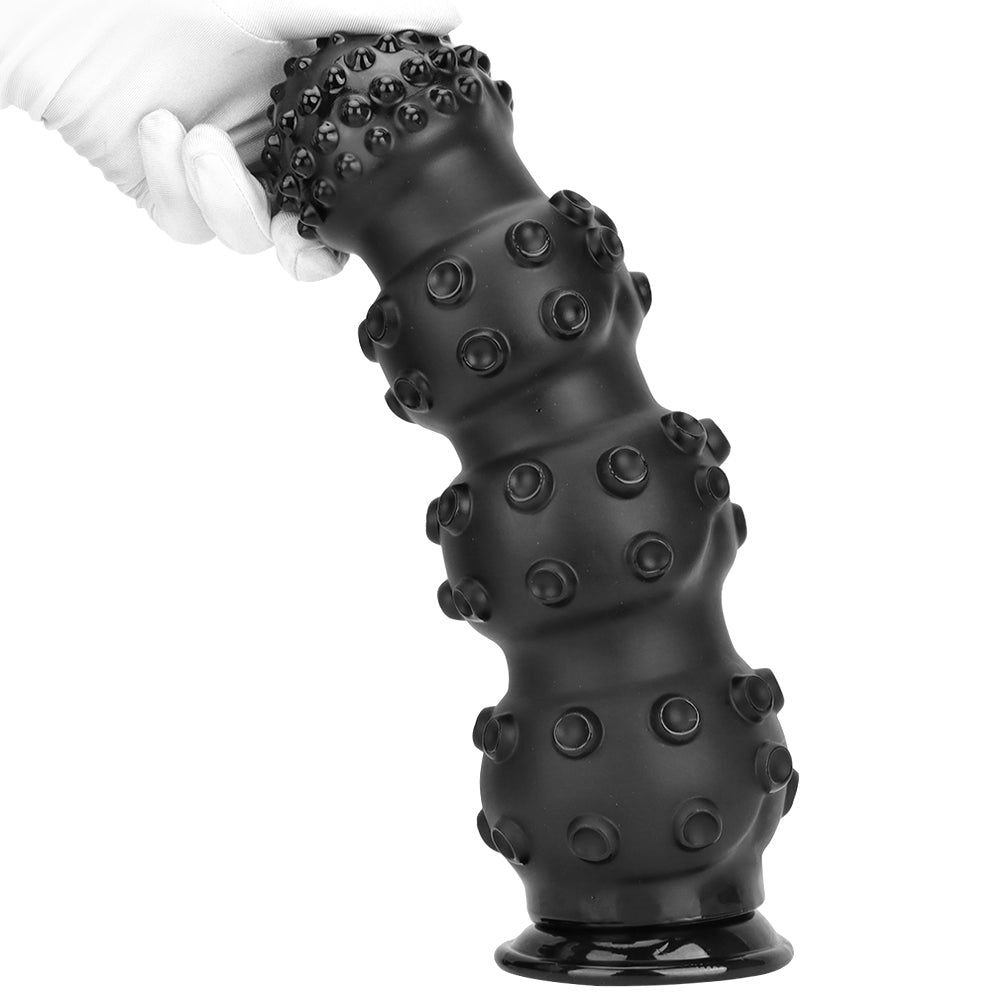 Black textured beaded butt plug set