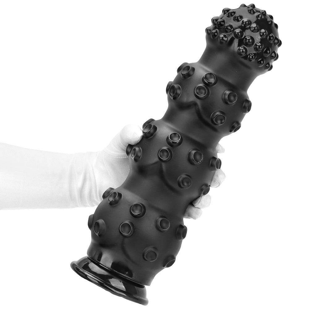 Black textured beaded butt plug set