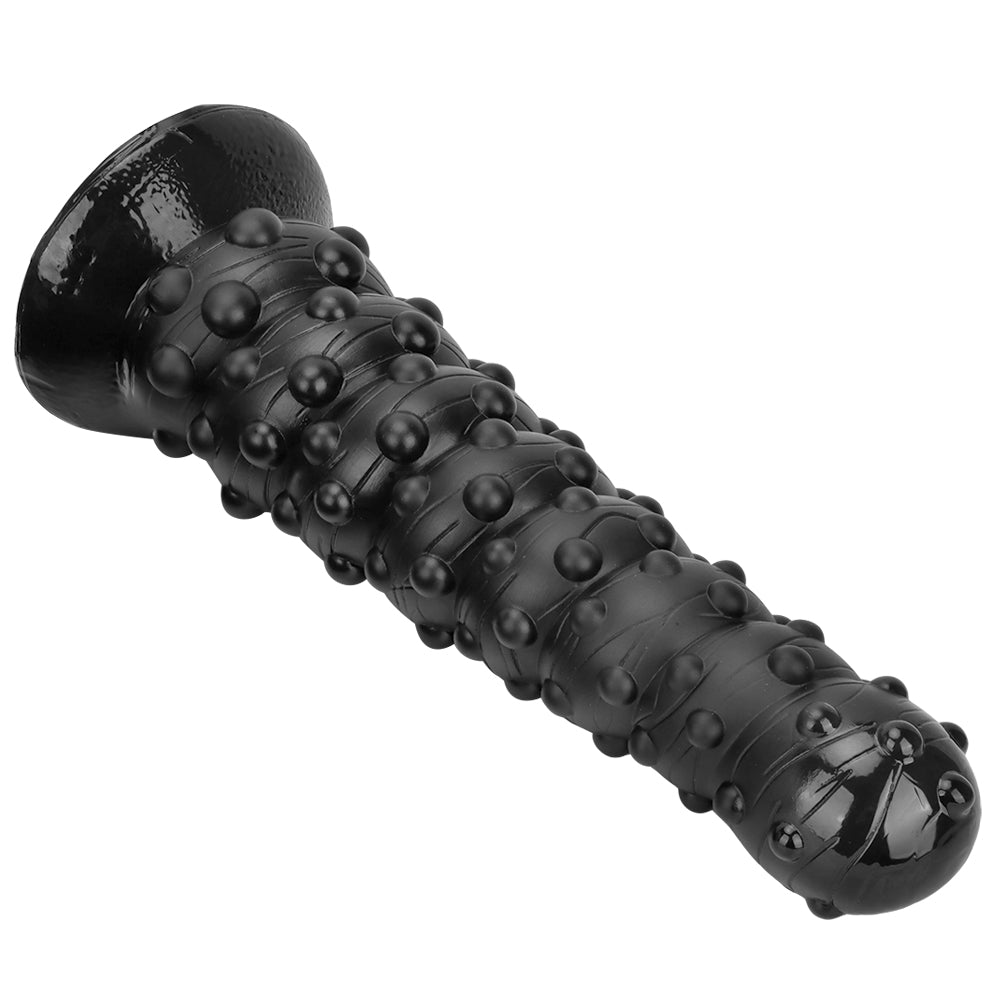 Black Textured Knobbed Large Butt Plug