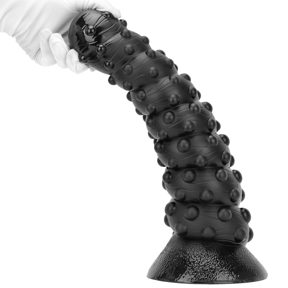 Black Textured Knobbed Large Butt Plug