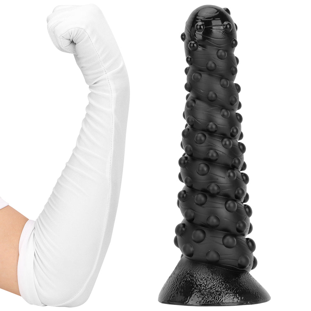 Black Textured Knobbed Large Butt Plug