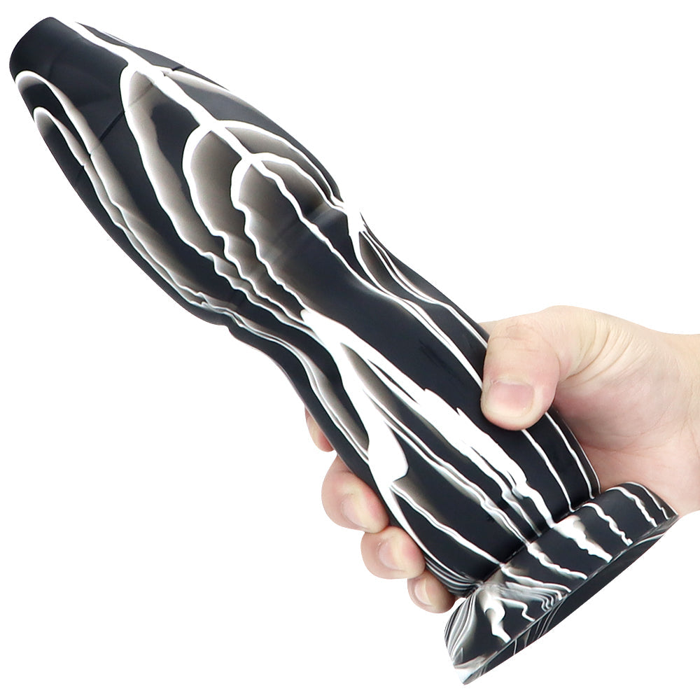 Black & white marble cone large butt plug