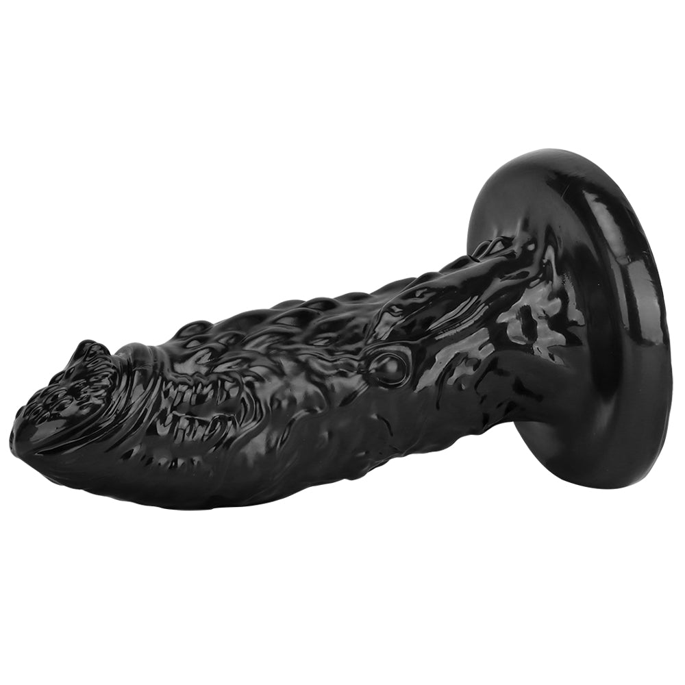 Fantasy textured black huge dragon anal plug