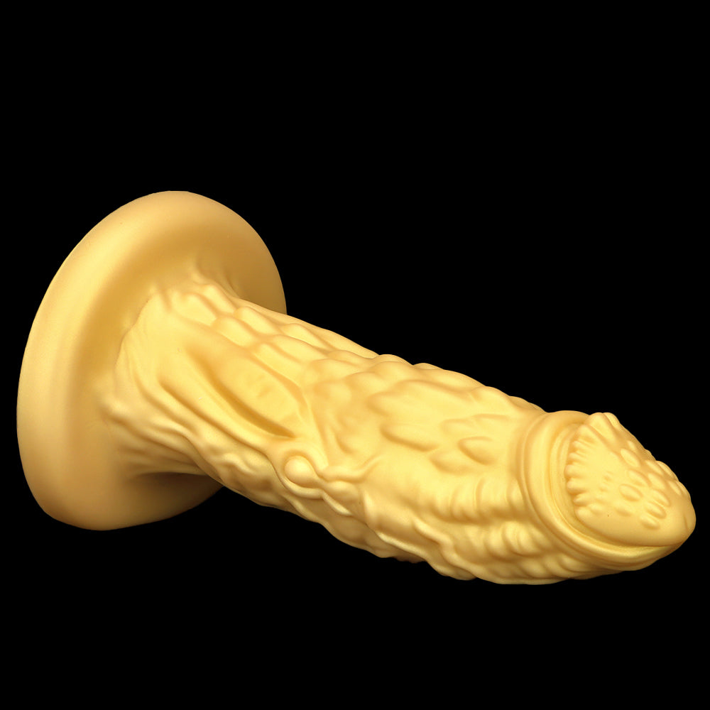 Gold Silicone Dragon Large Butt Plug