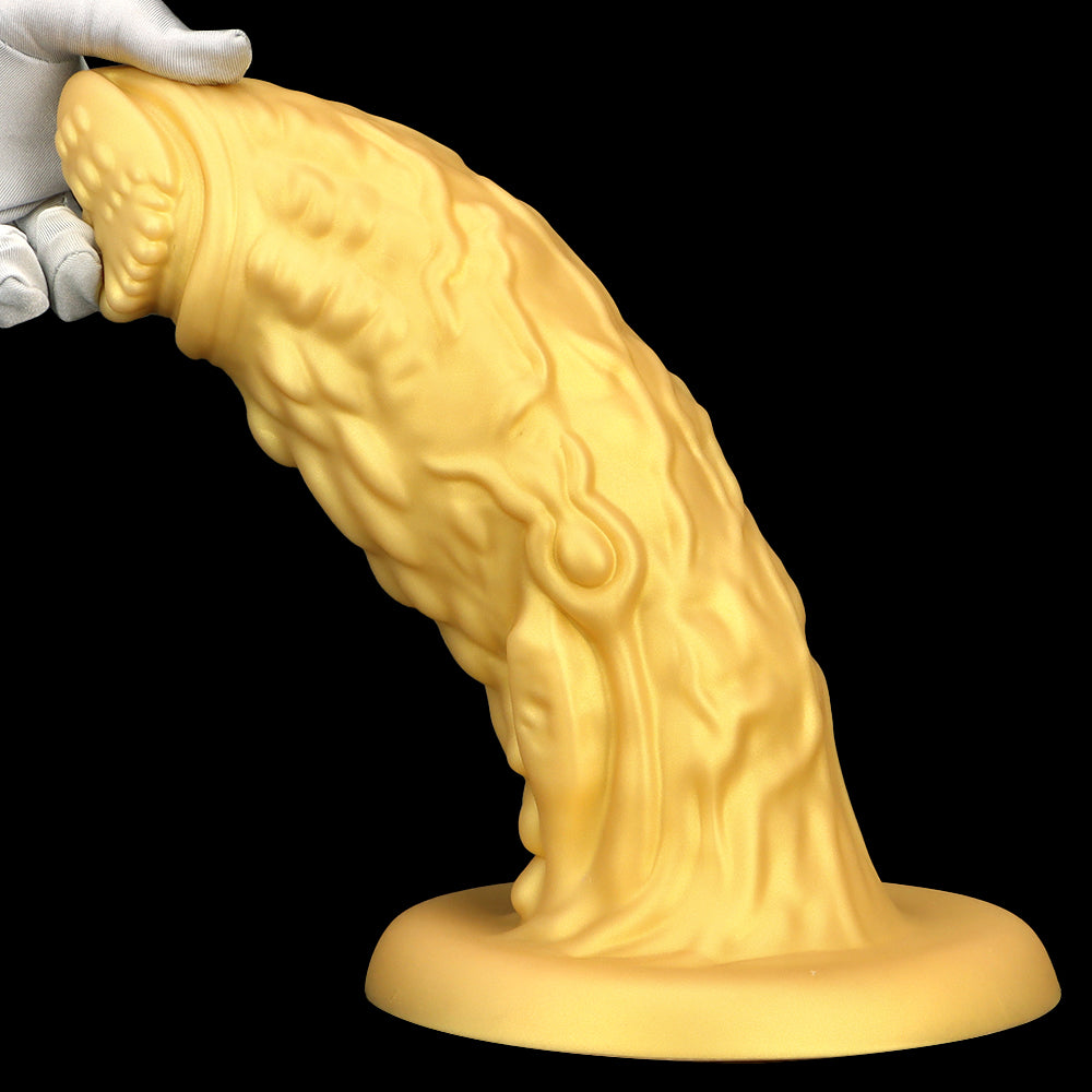 Gold silicone dragon large butt plug