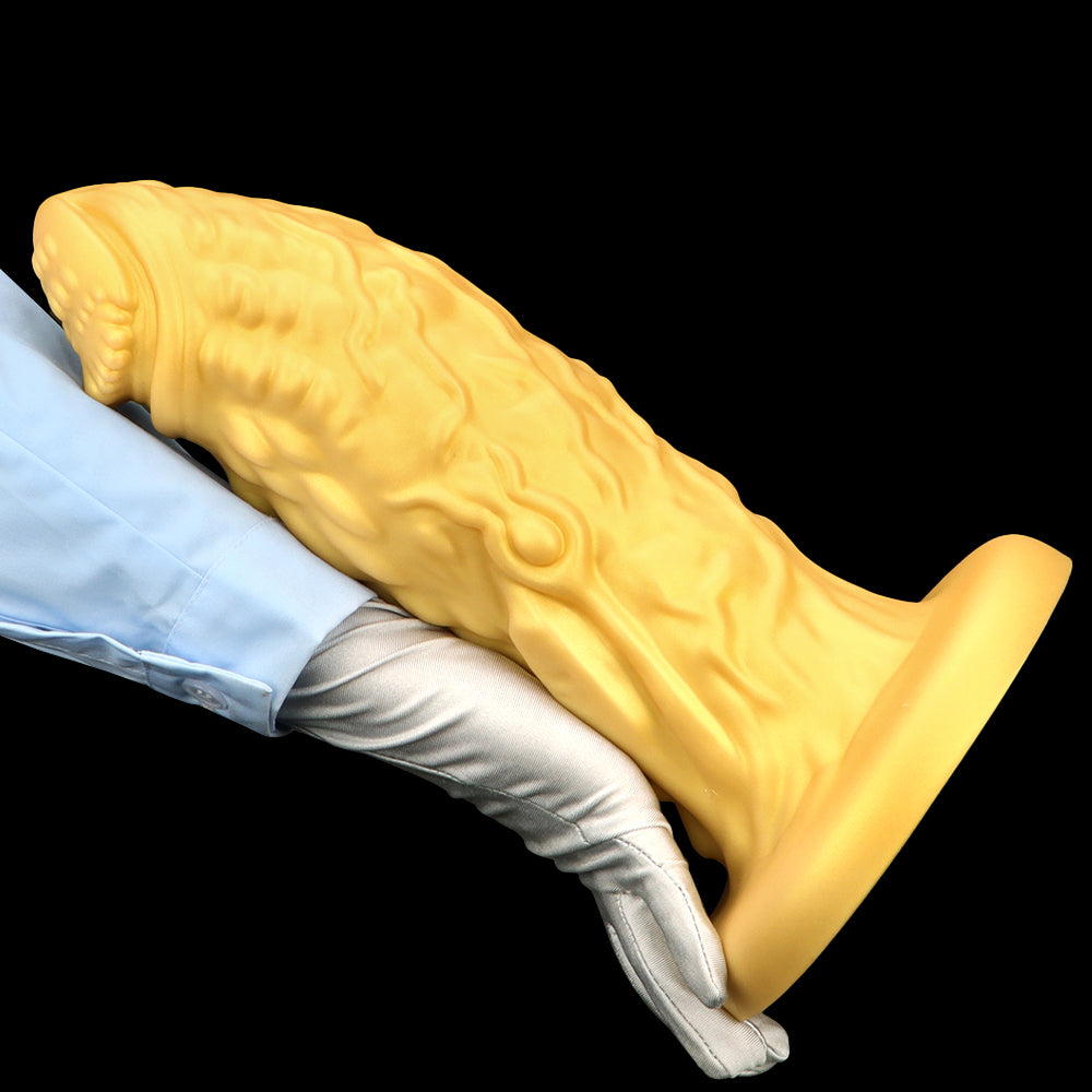 Gold silicone dragon large butt plug