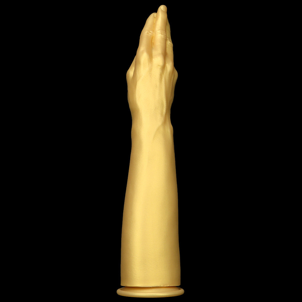 Gold hand huge butt plug