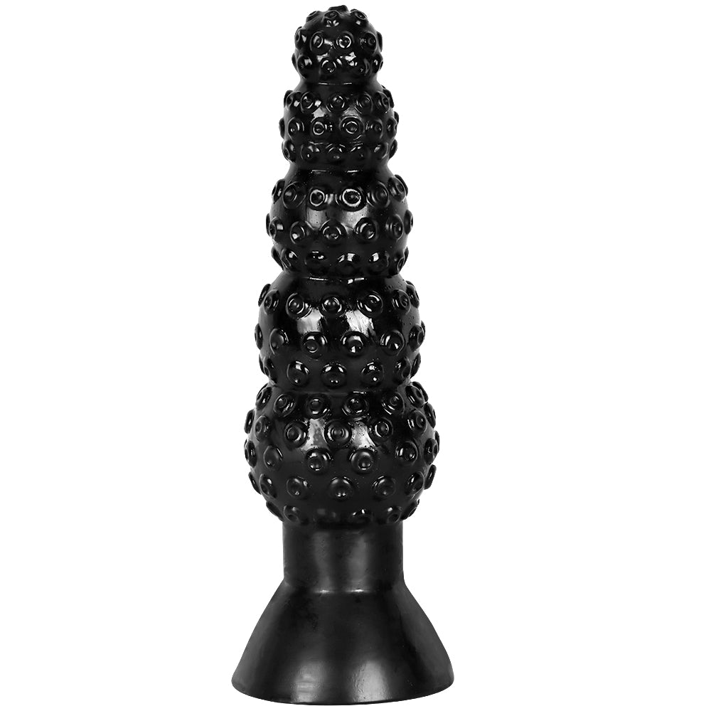 Black giant beaded textured anal plug