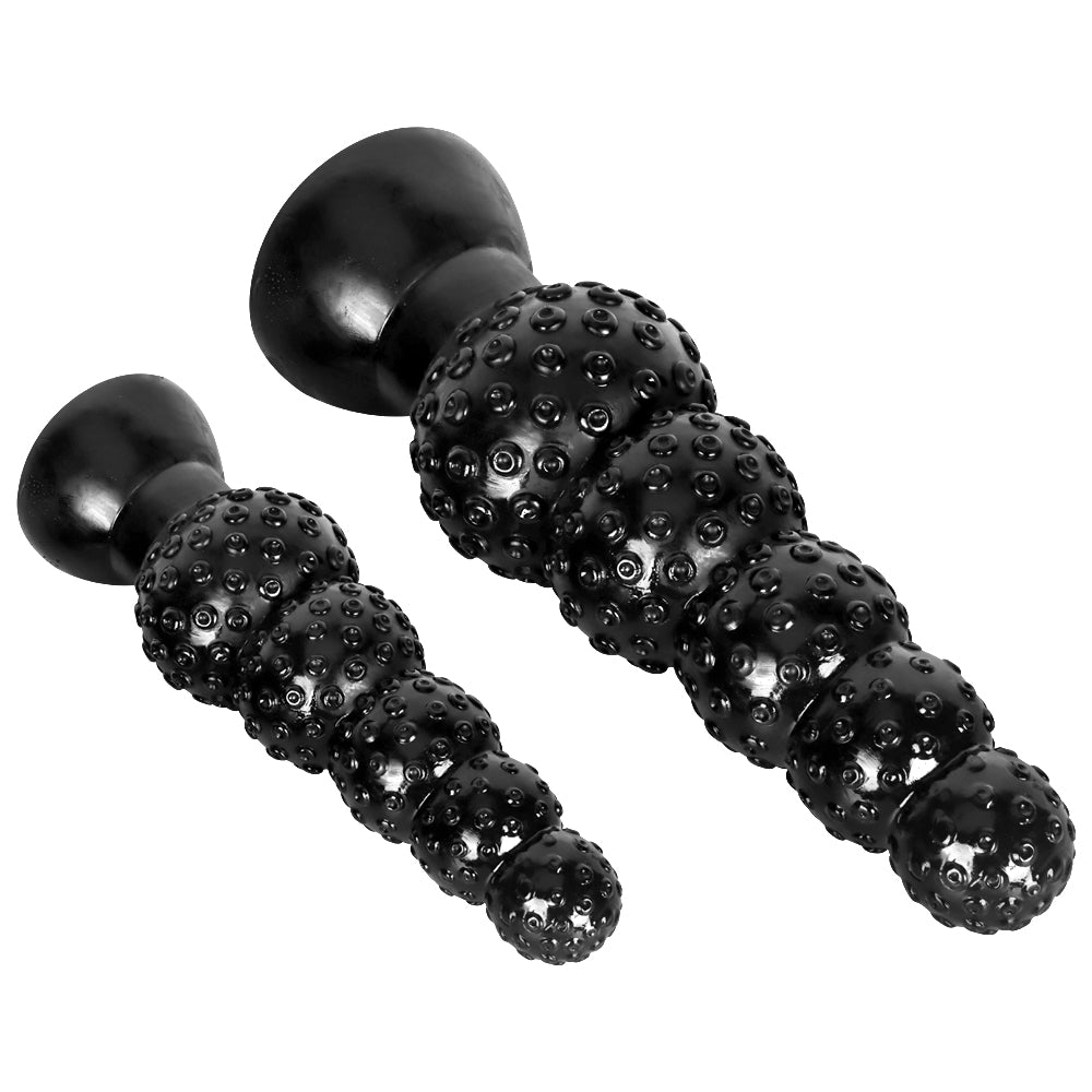 Black giant beaded textured anal plug