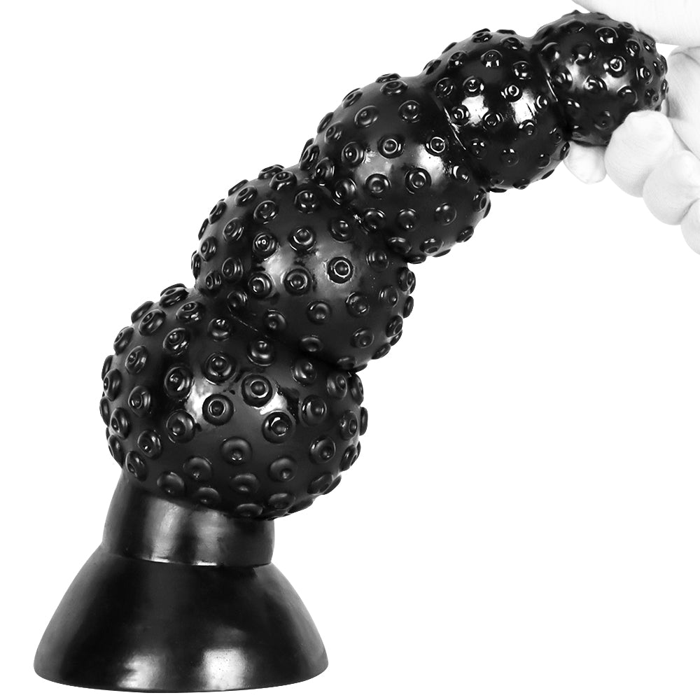 Black giant beaded textured anal plug