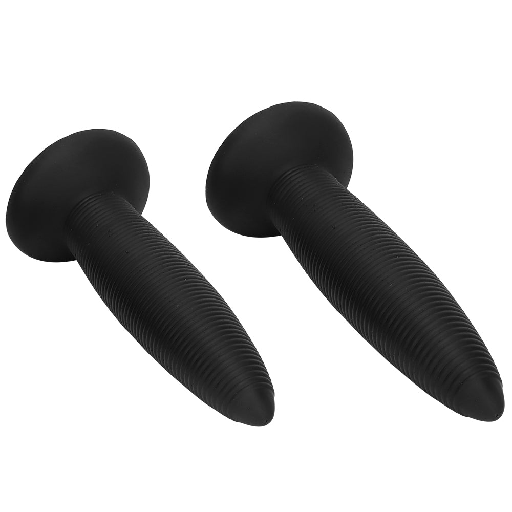 Black Spiral Ribbed Tapered Butt Plug