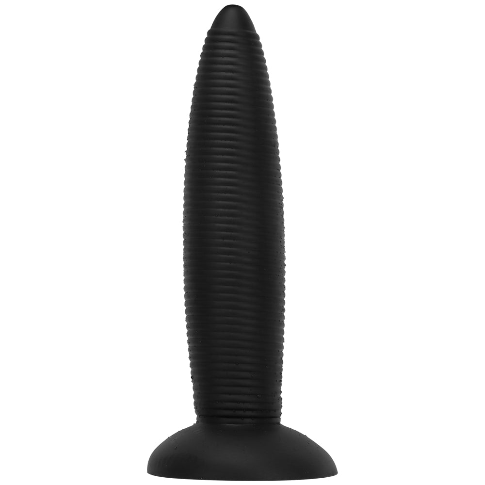 Black spiral ribbed tapered butt plug