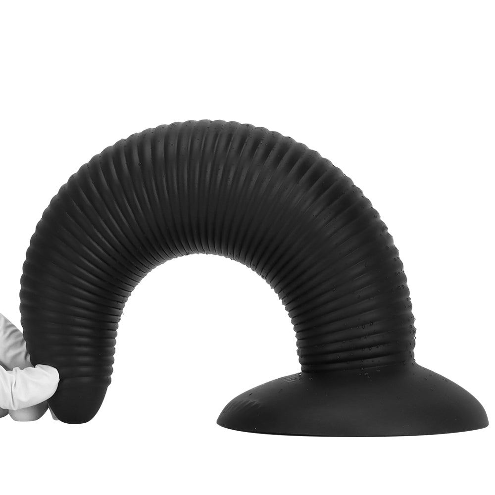 Black spiral ribbed tapered butt plug