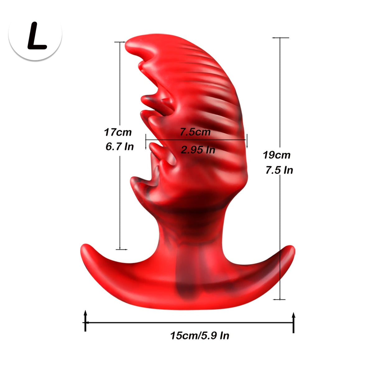 Red spiked texture huge butt plug