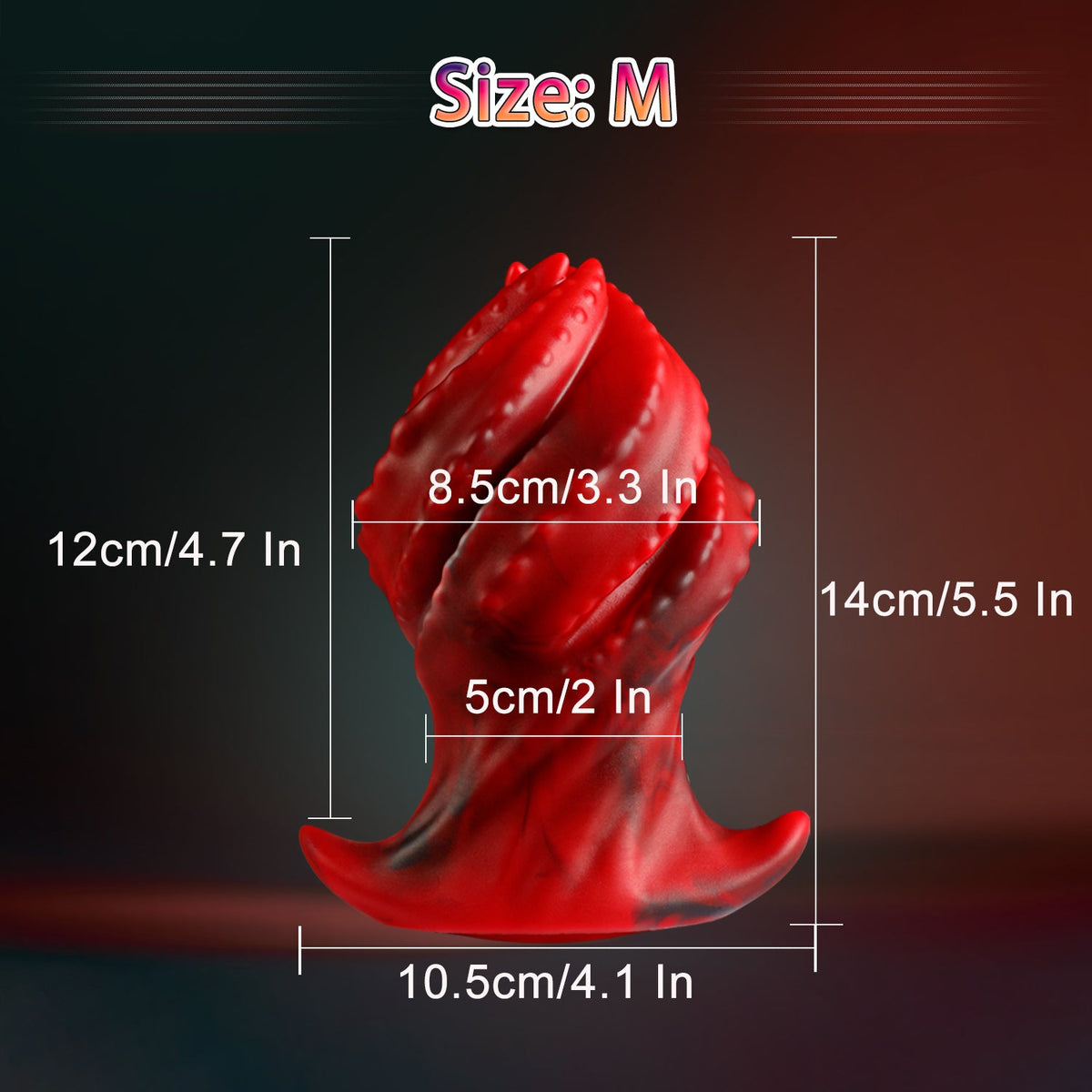 Red threaded silicone huge butt plug