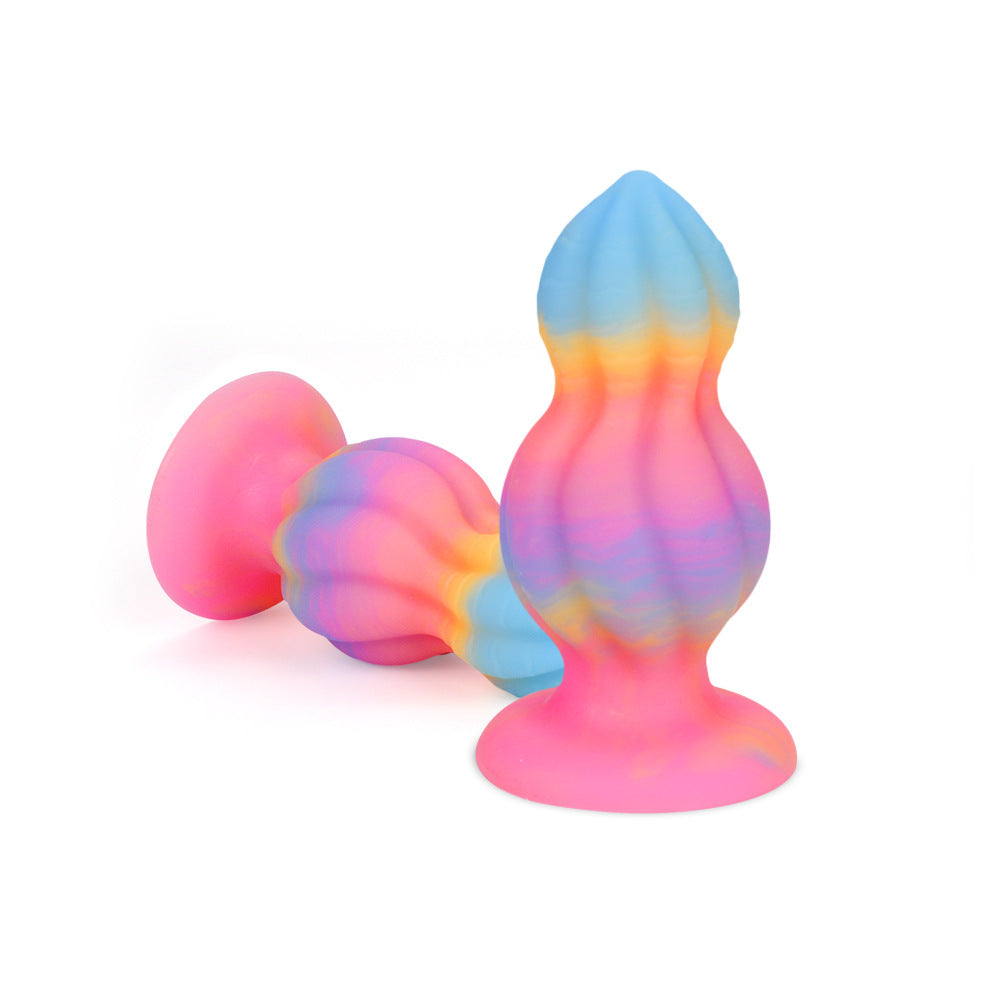 Glow in the Dark Rainbow Silicone Butt Plug