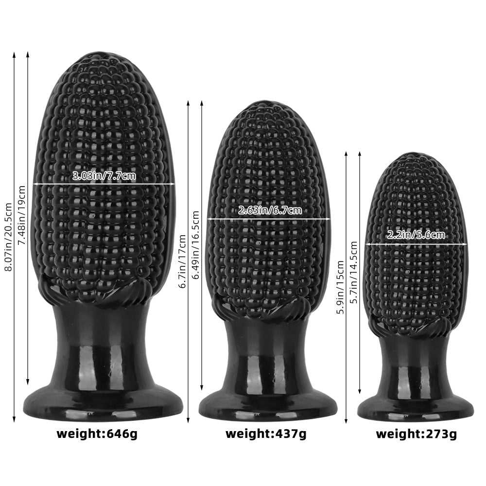 Black pvc corn cob large butt plug