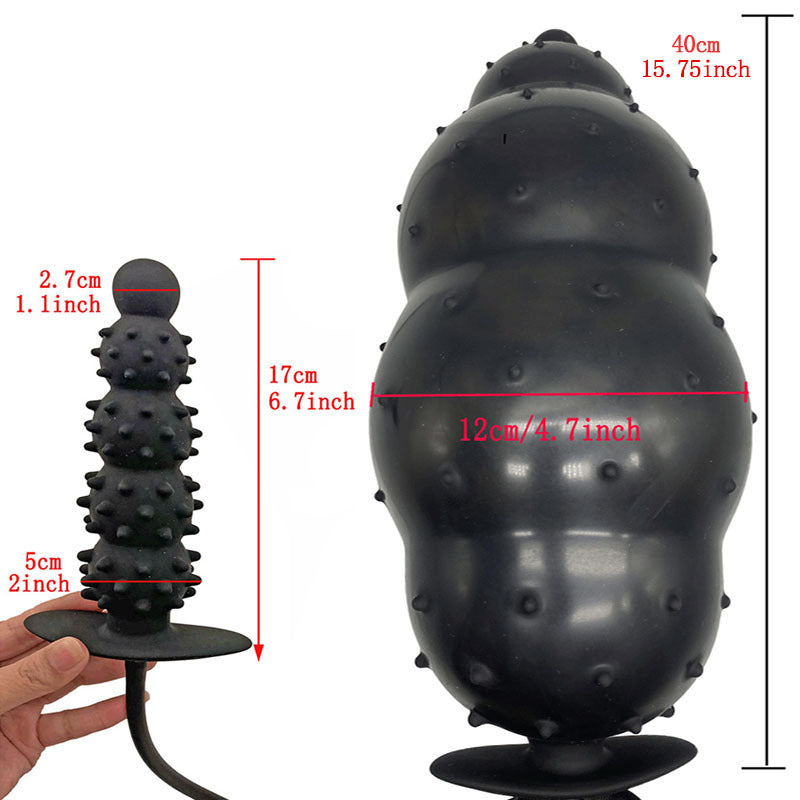 Huge black spiked inflatable butt plug