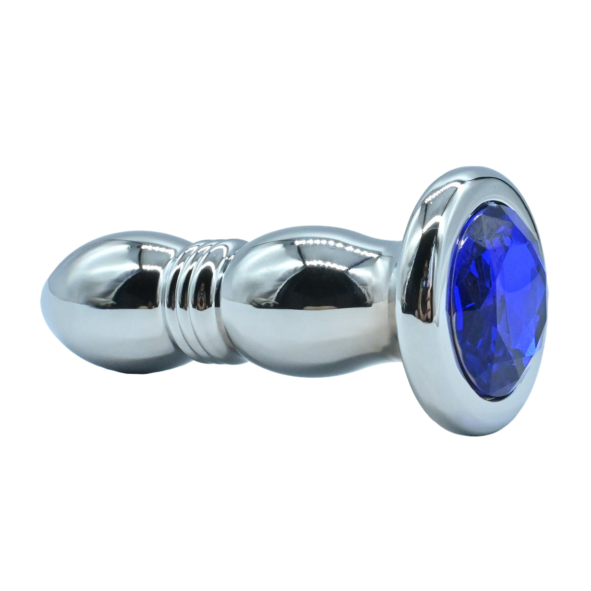 Extended anal training blue jeweled butt plugs