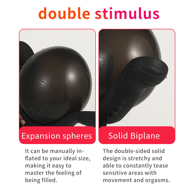 Inflatable butt plug black bulge stimulation