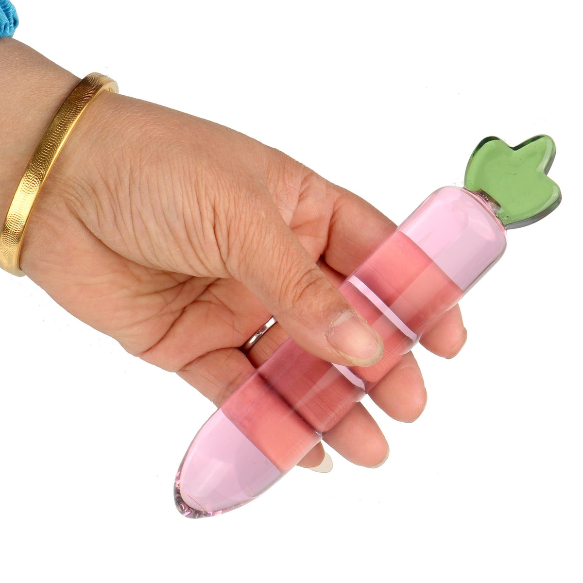 Pink carrot glass butt plug