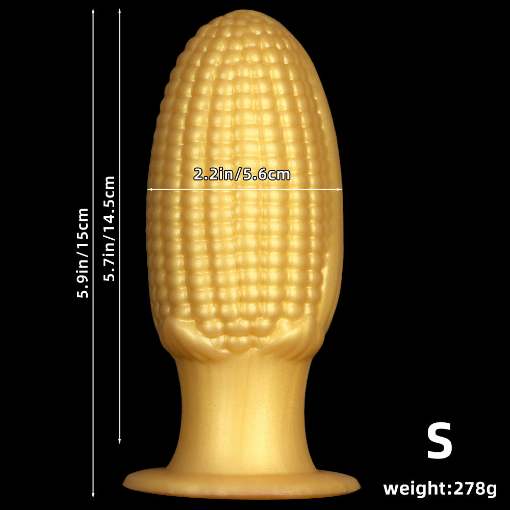 Gold silicone corn large butt plug