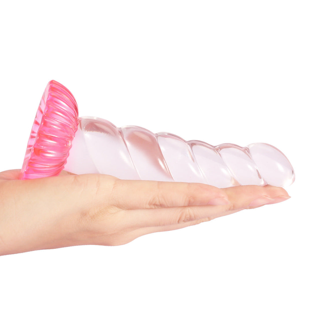Ribbed Clear Unicorn Horn Butt Plug