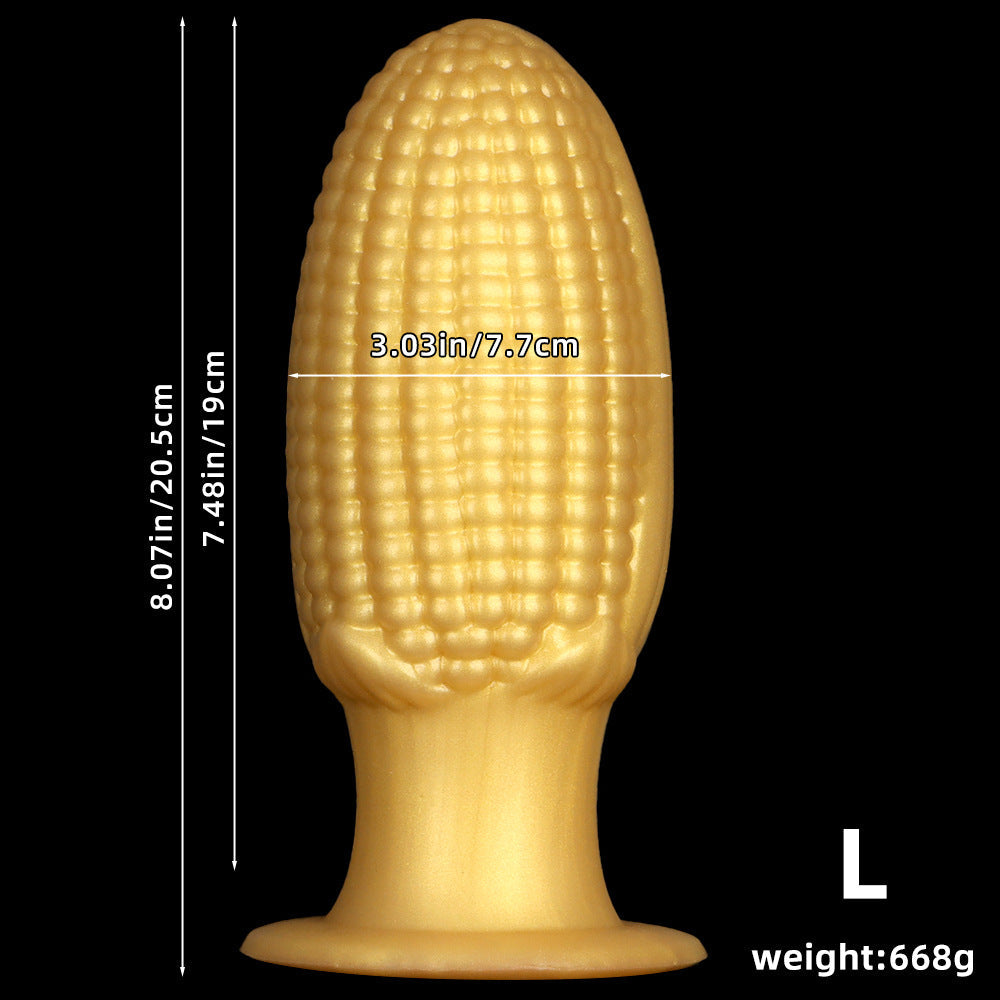 Gold silicone corn large butt plug