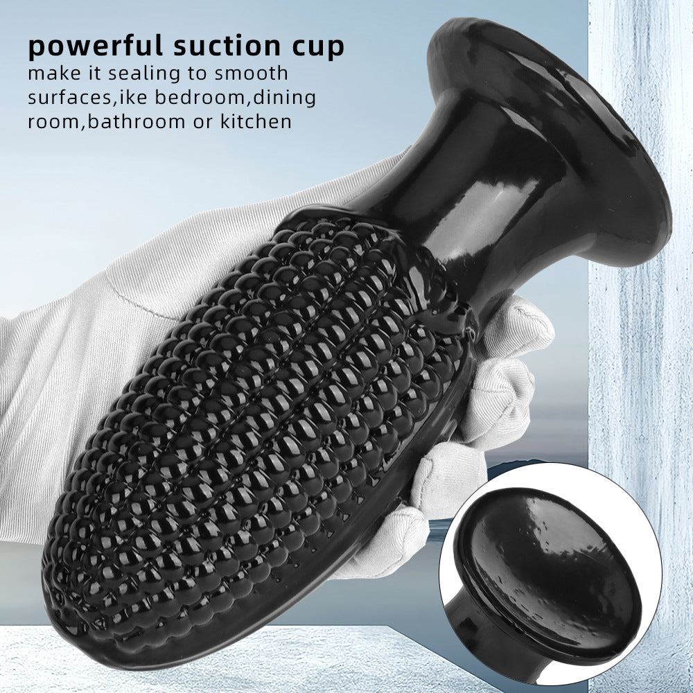 Black PVC Corn Cob Large Butt Plug