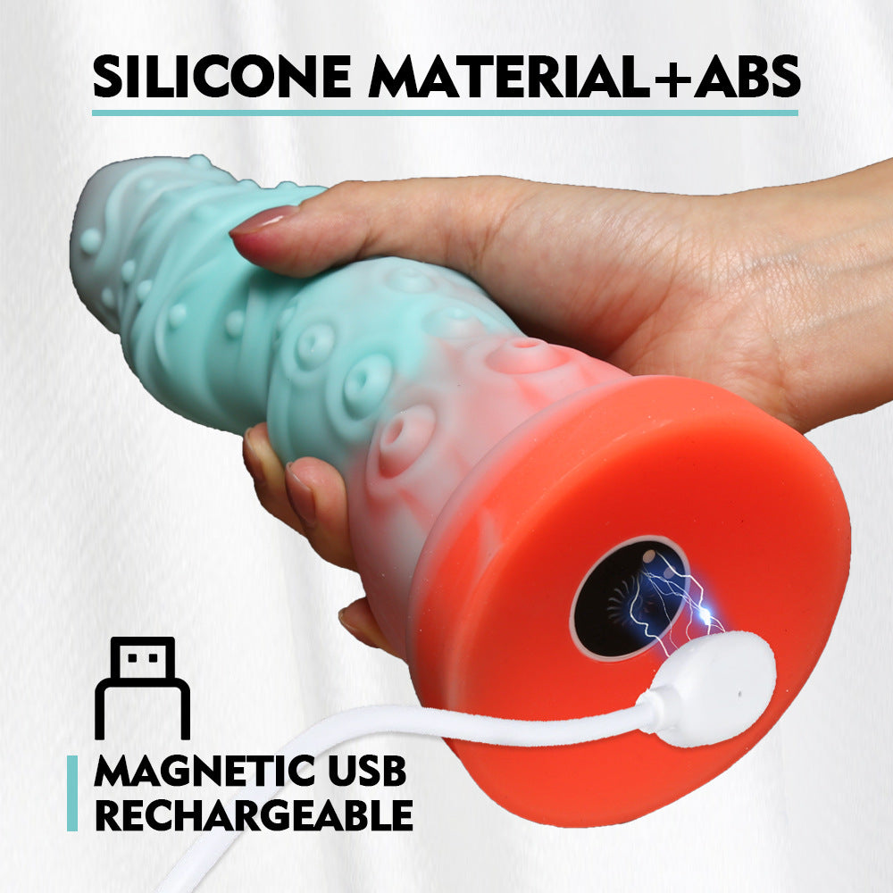 Thick textured vibrating sea monster dildo