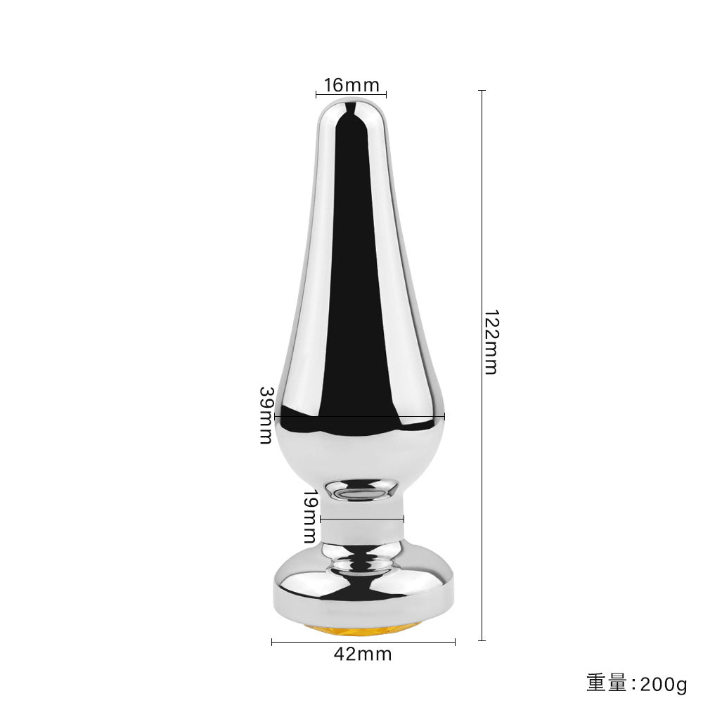 Yellow tapered metal jeweled butt plugs