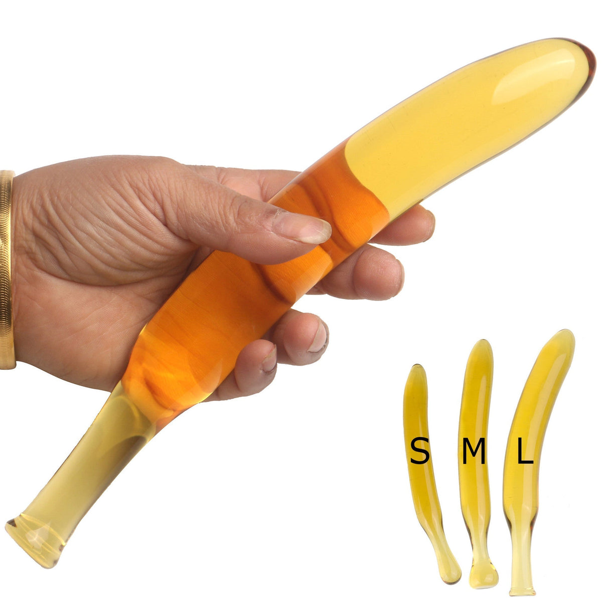 Banana discreet sword with handle glass butt plug