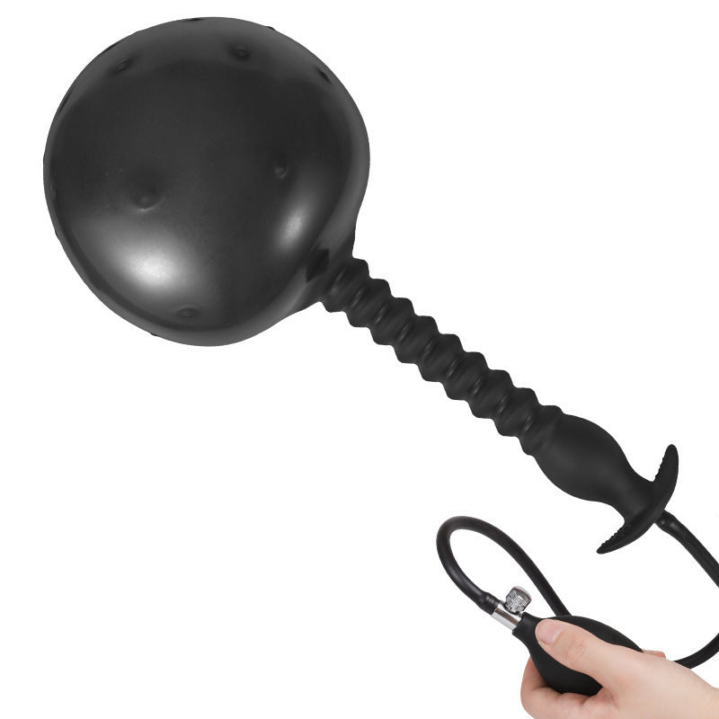Huge folding black inflatable butt plug