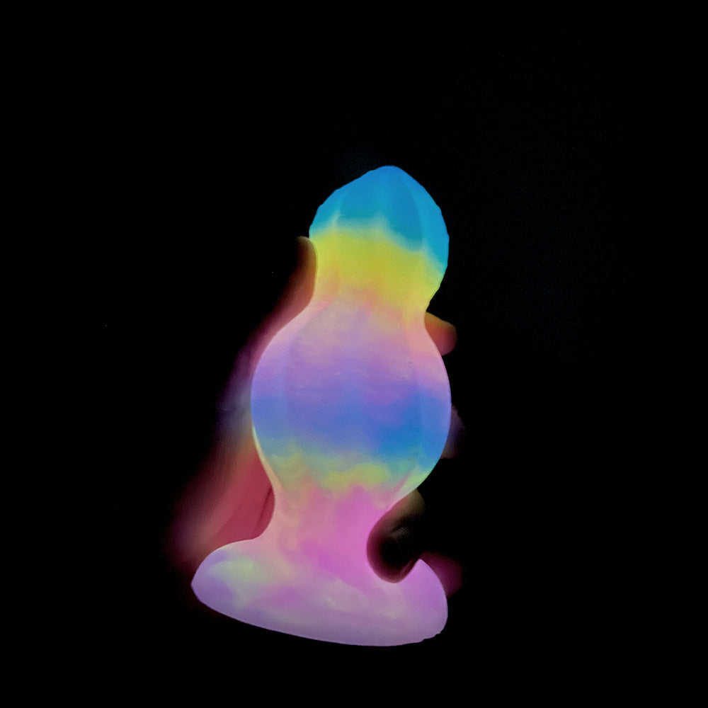 Glow in the Dark Rainbow Silicone Butt Plug