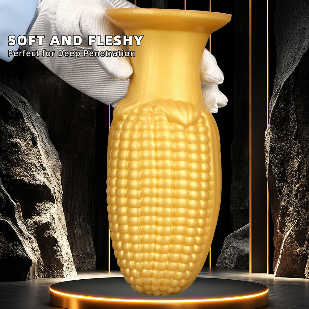 Gold silicone corn large butt plug