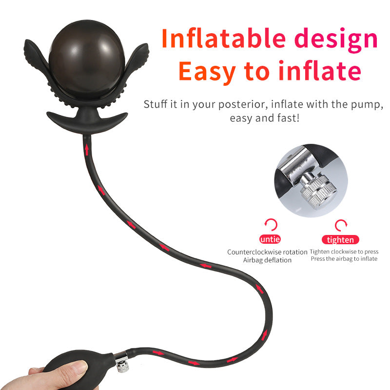 Inflatable butt plug black bulge stimulation