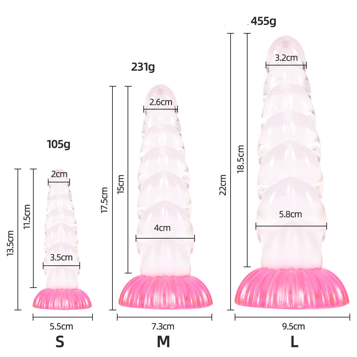 Ribbed clear unicorn horn butt plug